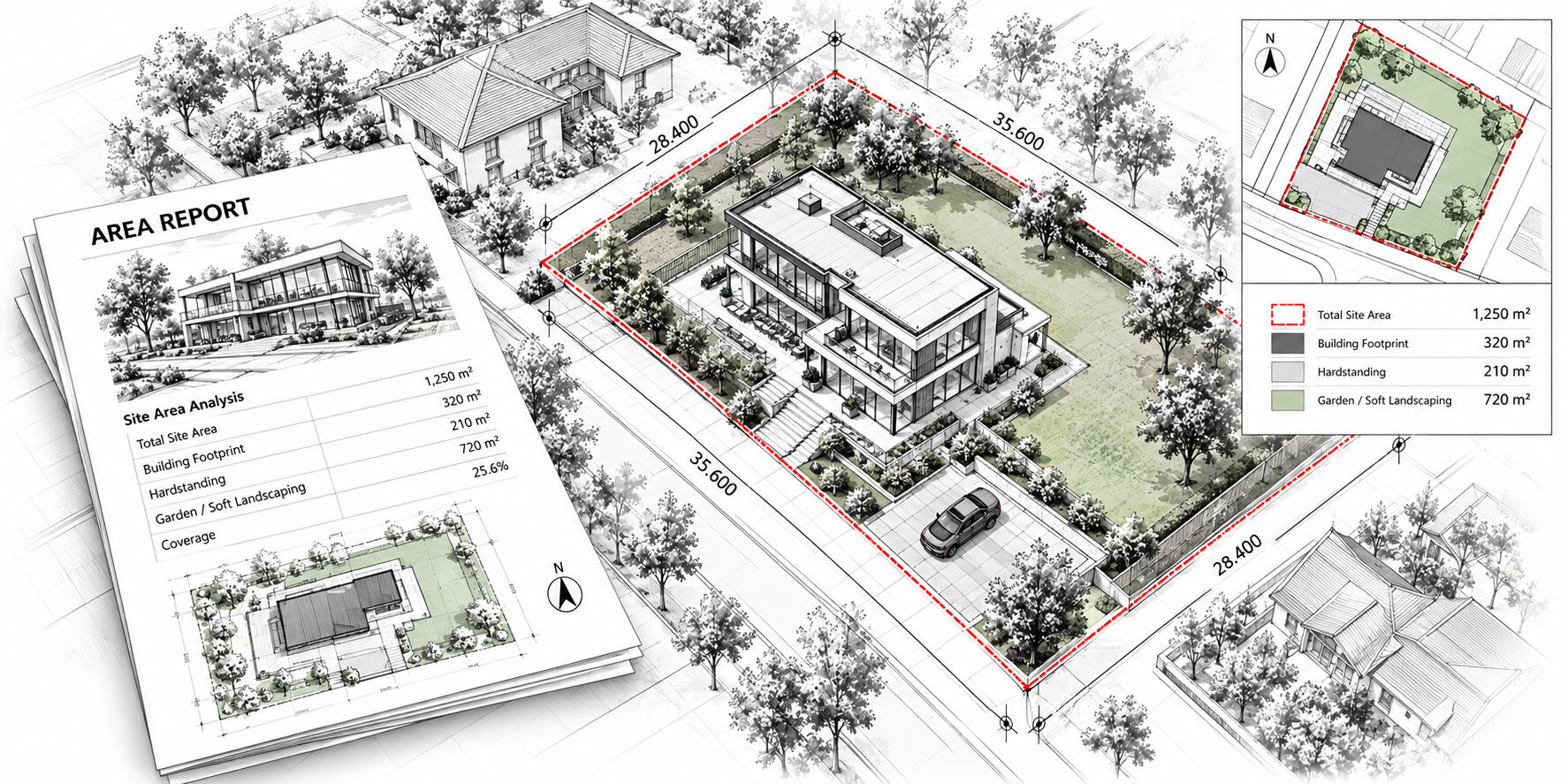 Area Reports – NIA, GIA & GEA Property area report showing NIA, GIA and GEA measurements, floor plans and site information