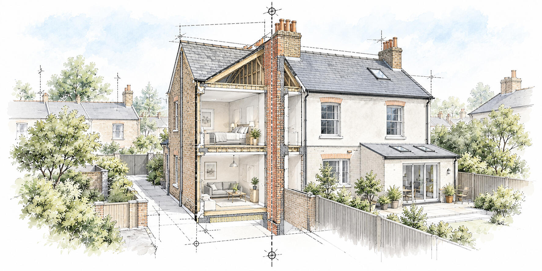 Party wall survey documenting the existing condition of adjoining properties before construction